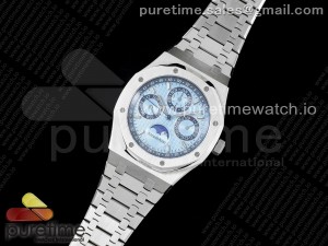 Royal Oak 41mm Perpetual Calendar 26574 SS APSF1:1 Best Edition Ice Blue Dial on SS Bracelet A5134