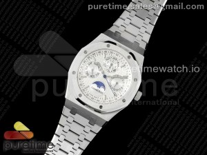 Royal Oak 41mm Perpetual Calendar 26574 SS APSF1:1 Best Edition Silver Dial on SS Bracelet A5134