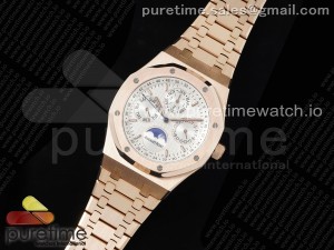 Royal Oak 41mm Perpetual Calendar 26574 RG APSF1:1 Best Edition Silver Dial on RG Bracelet A5134