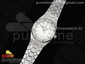 Royal Oak 77351 Ladies SS NTF Best Edition White Dial Diamonds Bezel on SS Bracelet A5800