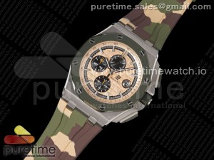 Royal Oak Offshore ‘Combat’ 44mm APSF 1:1 Best Edition Green Ceramic Bezel on Camo Rubber Strap A3126