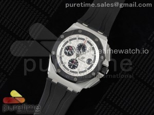 Royal Oak Offshore 44mm SS Black Ceramic Bezel BVF Best Edition White/Black Dial on Rubber Strap A3126