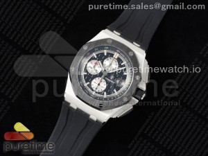 Royal Oak Offshore 44mm SS Black Ceramic Bezel BVF Best Edition Black/Silver Dial on Rubber Strap A3126