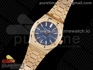 Royal Oak 41mm 15400 RG ZF 1:1 Best Edition Blue Textured Dial on RG Bracelet V2 SA3120 Super Clone