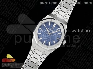 Royal Oak 41mm 15500 SS ZF 1:1 Best Edition Blue Textured Dial on SS Bracelet SA4302 Super Clone V3