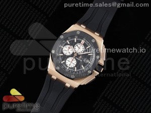 Royal Oak Offshore 44mm RG Ceramic Bezel APF 1:1 Best Edition Black/White Dial on Rubber Strap A3126