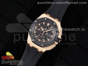 Royal Oak Offshore 44mm RG Ceramic Bezel APF 1:1 Best Edition Black Dial on Rubber Strap A3126 V2