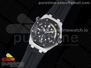 Royal Oak Offshore Diver Black Ceramic Bezel 15720 IPF Best Edition Black Dial on Black Rubber Strap A4308