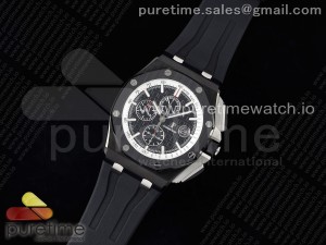 Royal Oak Offshore 44mm Real Ceramic APF 1:1 Best Edition Black Dial White Inner Bezel on Rubber Strap A3126