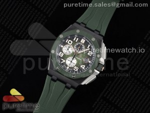 Royal Oak Offshore 2020 44mm APF 1:1 Best Edition Green Ceramic Bezel on Rubber Strap A3126