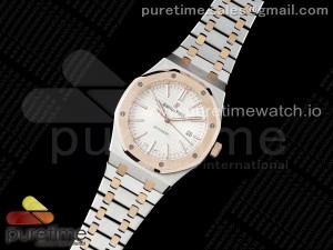 Royal Oak 41mm 15400 SS/RG IPF 1:1 Best Edition White Textured Dial on SS/RG Bracelet SA3120 Super Clone