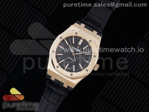 Royal Oak 41mm 15400 RG IPF 1:1 Best Edition Black Textured Dial on Black Leather Strap SA3120 Super Clone