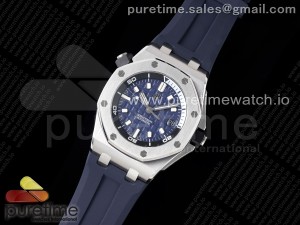 Royal Oak Offshore Diver 15720 SS ZF 1:1 Best Edition Blue Dial on Blue Rubber Strap A4308