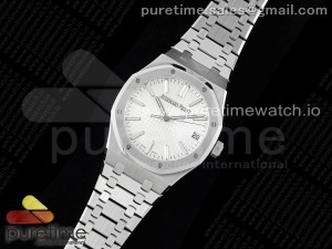 Royal Oak 41mm 15510 "50th Anniversary" SS ZF 1:1 Best Edition White Textured Dial on SS Bracelet A4302