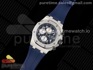 Royal Oak Offshore 42mm SS APF 1:1 Best Edition Blue/Silver Dial on Blue Rubber Strap A3126