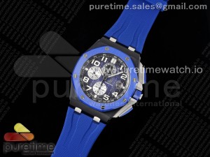 Royal Oak Offshore 44mm Blue/Black Ceramic APF 1:1 Best Edition Blue/Black Dial on Rubber Strap A3126 V2