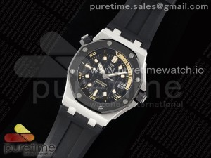 Royal Oak Offshore Diver 15720 Black Ceramic Bezel SS APF 1:1 Best Edition Black Dial on Black Rubber Strap A4308