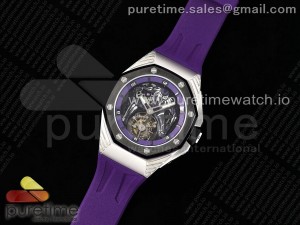 Royal Oak Concept Tourbillon Black Panther SS WMF Best Edition on Purple Rubber Strap