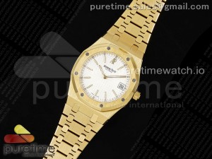 Royal Oak 39mm 15202 YG BF 1:1 Best Edition White Textured Dial on YG Bracelet A2121