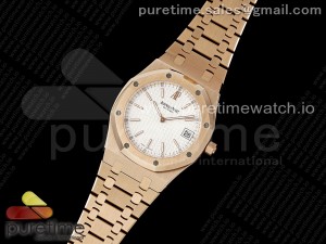 Royal Oak 39mm 15202 RG BF 1:1 Best Edition White Textured Dial on RG Bracelet A2121