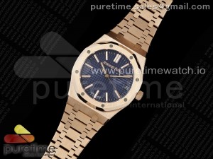 Royal Oak 41mm 15500 RG BF 1:1 Best Edition Blue Textured Dial on SS Bracelet A4302