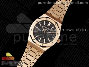 Royal Oak 41mm 15500 RG BF 1:1 Best Edition Black Textured Dial on SS Bracelet A4302