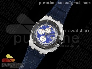 Royal Oak Offshore 44mm Black Ceramic Bezel APF 1:1 Best Edition Blue Dial on Black Rubber Strap A3126 V2