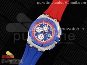 Royal Oak Offshore 44mm Blue Ceramic Bezel APF 1:1 Best Edition Blue/Red Dial on Blue/Red Rubber Strap A3126 V2