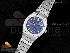 Royal Oak 41mm 15510 SS APSF 1:1 Best Edition Blue Dial on SS Bracelet SA4302 Super Clone