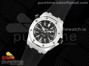 Royal Oak Offshore Diver 15703 ZF 1:1 Best Edition Black Dial on Black Rubber Strap SA3120 Super Clone V2