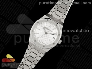 Royal Oak 41mm 15510 SS APSF 1:1 Best Edition White Dial on SS Bracelet SA4302 Super Clone