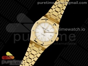 Royal Oak 37mm 15450 YG IPF Best Edition White Dial on YG Bracelet SA3120 Super Clone