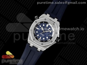 Royal Oak Offshore Diver 15720 SS APSF 1:1 Best Edition Blue Dial on Blue Rubber Strap A4308 Super Clone