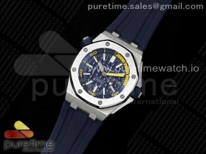 Royal Oak Offshore Diver 15710 IPF 1:1 Best Edition Blue Dial on Blue Rubber Strap SA3120 Super Clone