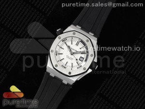 Royal Oak Offshore Diver 15710 IPF 1:1 Best Edition White Dial on Black Rubber Strap SA3120 Super Clone