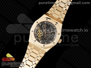 Royal Oak 41mm Skeleton 15407 RG ZF 1:1 Best Edition Skeleton Dial on RG Bracelet A3132