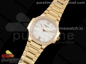 Nautilus 7118 Ladies RG PPF 1:1 Best Edition White Dial Diamonds Bezel on RG Bracelet 324CS