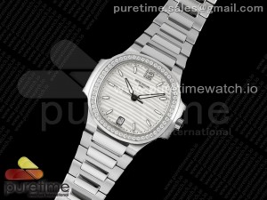 Nautilus 7118 Ladies SS PPF 1:1 Best Edition White Dial Diamonds Bezel on SS Bracelet 324CS