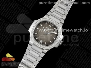 Nautilus 7118 Ladies SS PPF 1:1 Best Edition Brown Dial Diamonds Bezel on SS Bracelet 324CS