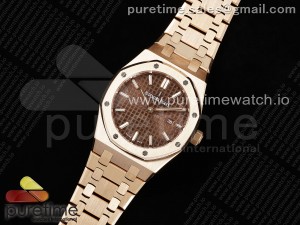 Lady Royal Oak 33mm RG ZF 1:1 Best Edition Brown Dial on RG Bracelet ETA Quartz