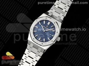 Lady Royal Oak 33mm SS ZF 1:1 Best Edition Blue Dial Diamonds Bezel on SS Bracelet ETA Quartz