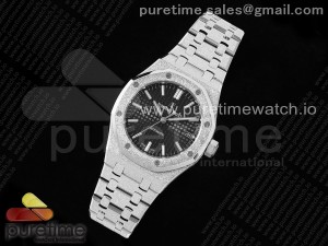 Royal Oak 41mm 15410 Frosted SS APSF 1:1 Best Edition Black Textured Dial on SS Bracelet SA3120 Super Clone