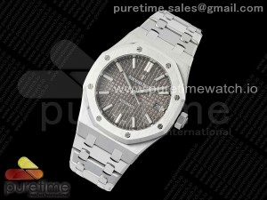 Royal Oak 37mm 15450 SS ZF 1:1 Best Edition Gray Textured Dial on SS Bracelet SA3120 Super Clone