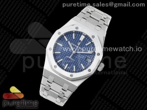 Royal Oak 37mm 15450 SS ZF 1:1 Best Edition Blue Textured Dial on SS Bracelet SA3120 Super Clone