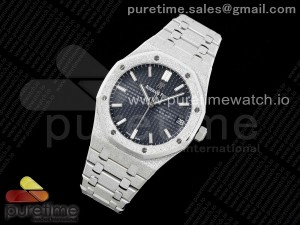 Royal Oak 41mm 15500 Frosted SS APSF 1:1 Best Edition Blue Textured Dial on SS Bracelet SA4302 Super Clone