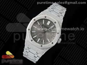 Royal Oak 41mm 15510 Frosted SS APSF 1:1 Best Edition Gray Textured Dial on SS Bracelet SA4302 Super Clone V2