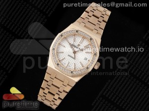 Royal Oak 37mm 15450 RG Diamonds Bezel IPF Best Edition White Dial on RG Bracelet SA3120 Super Clone