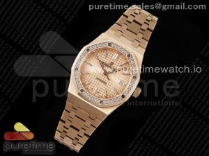 Royal Oak 37mm 15450 RG Diamonds Bezel IPF Best Edition RG Dial on RG Bracelet SA3120 Super Clone