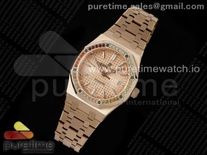 Royal Oak 37mm 15450 RG Rainbow Diamonds Bezel IPF Best Edition RG Dial on RG Bracelet SA3120 Super Clone