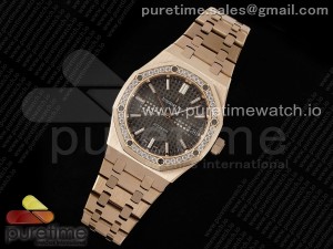 Royal Oak 37mm 15450 RG Diamonds Bezel IPF Best Edition Brown Dial on RG Bracelet SA3120 Super Clone